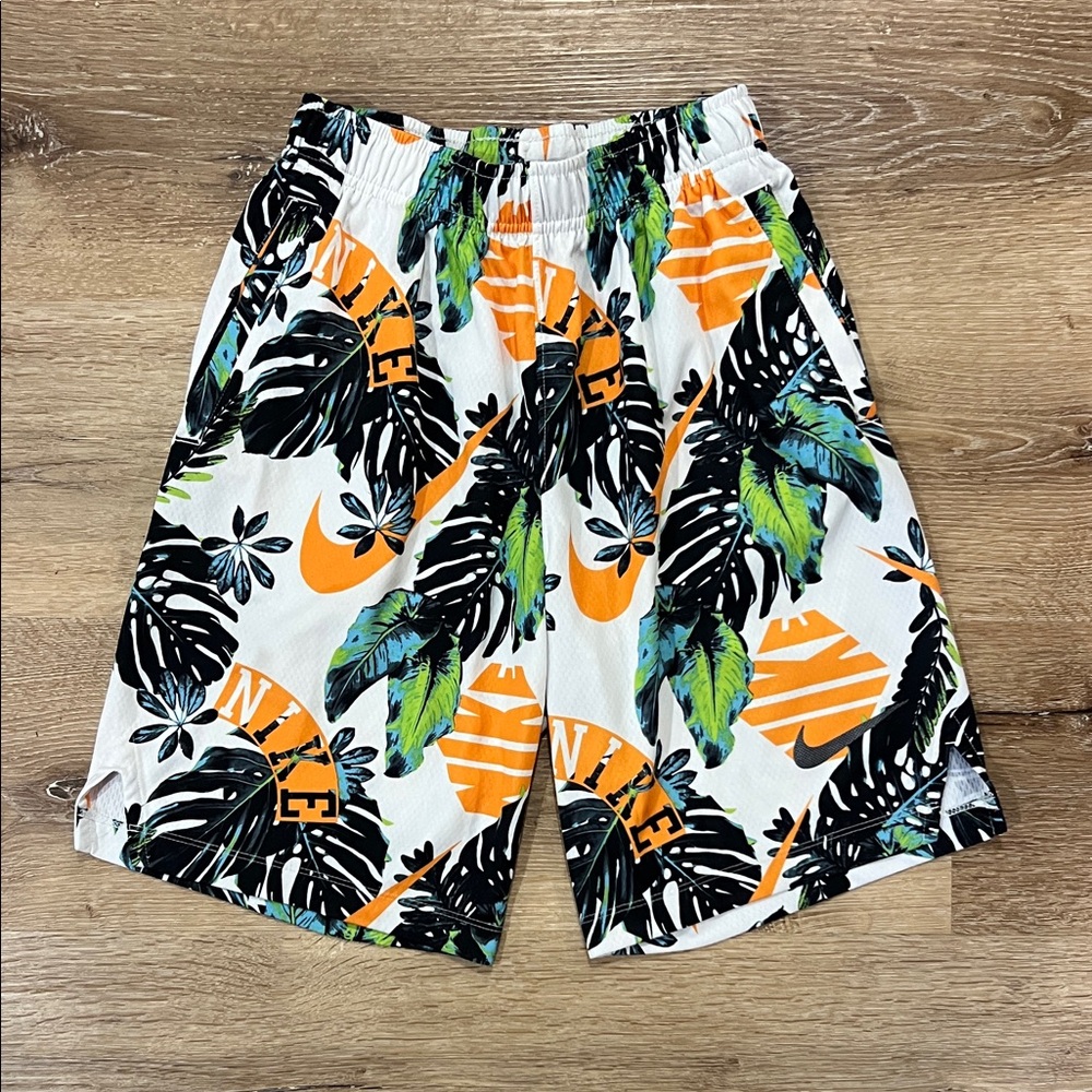 Nike Tropical Leaf Print Shorts - Orange, Black, Green